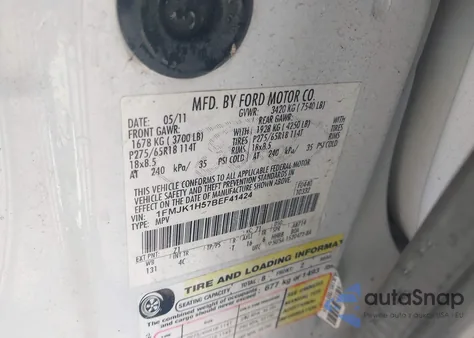 2011 Ford Expedition El Xlt/El King Ranch from USA, damaged, VIN 1FMJK1H57BEF41424